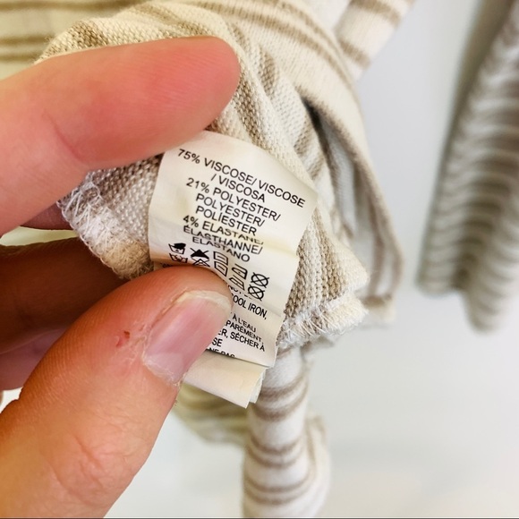 Lucky Brand Bonnie Chance Cowl Neck Beige Striped Sweater - Picture 8 of 12